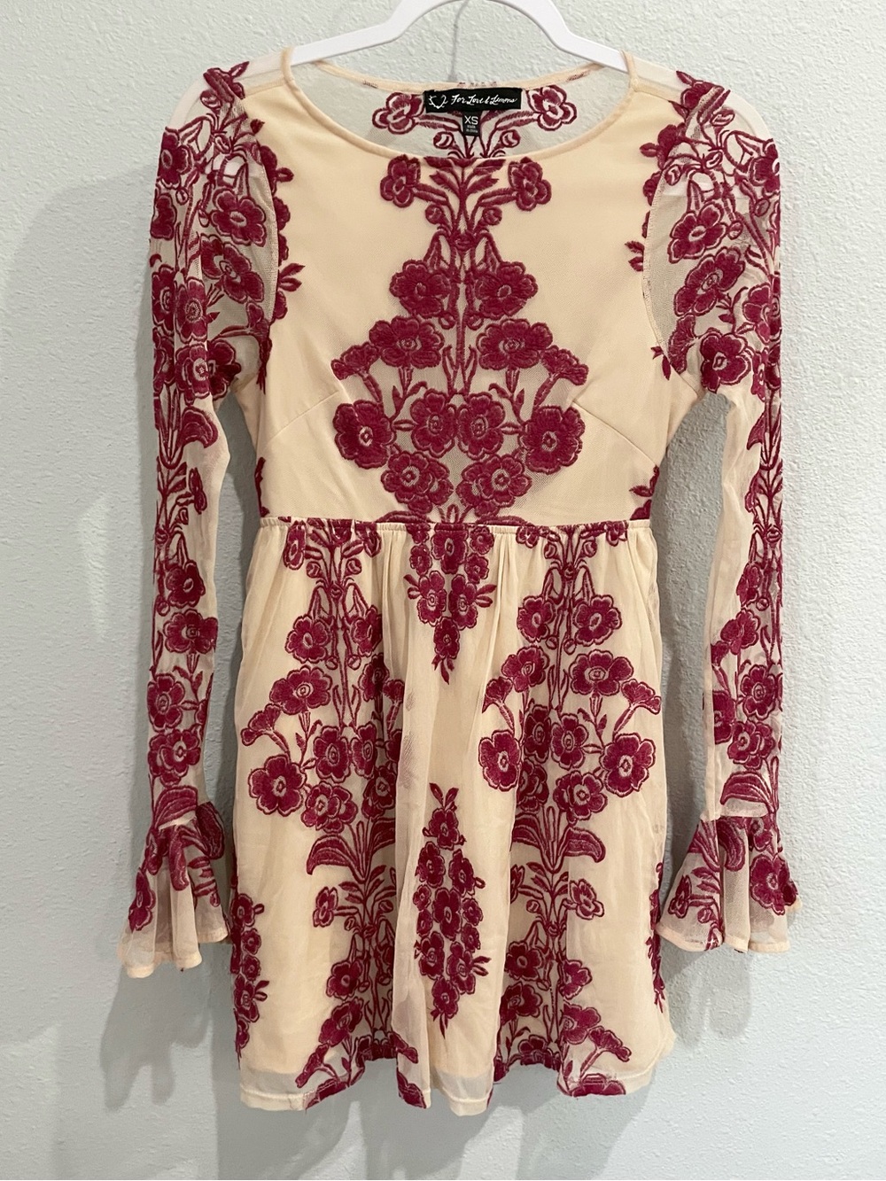 For Love And Lemons Embroidered Ethereal Dress Feminine Red